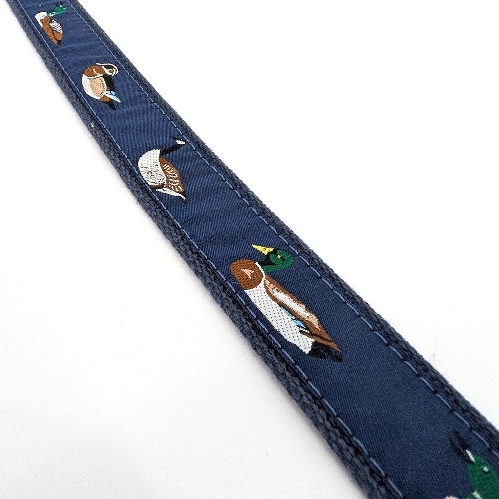 Preston Leather Products Mens Duck Goose Embroidered Belt Navy Blue Brass 34 - Picture 4 of 8